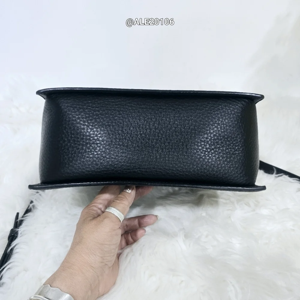 Kate Spade Black Leather Satchel with Gold Buckle